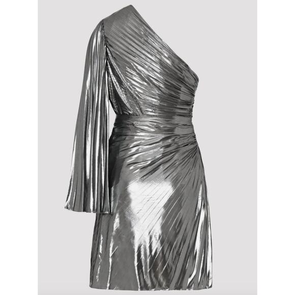 Milly Linden One-Shoulder Lamé Pleated Mini Dress – NWT – Size 2/XS - Picture 5 of 10